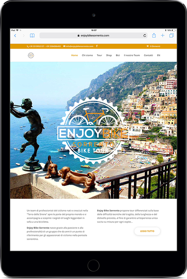 Enjoy Bike Sorrento - Sito web responsivo - Vista da cellulare