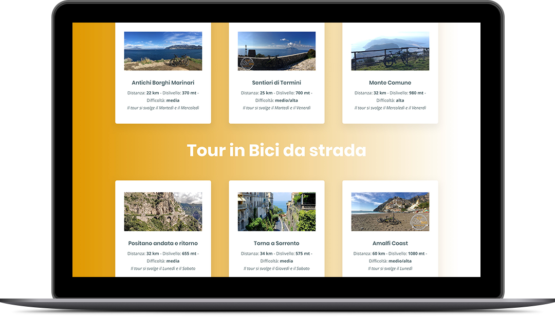 Enjoy Bike Sorrento - Sito web responsivo - Vista da tablet